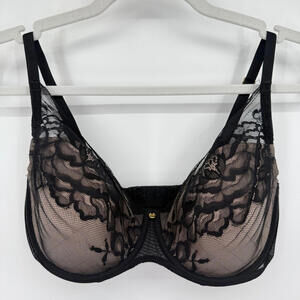 Women's Natori Flora Bra MSRP $72 Black/Light Mocha 32G